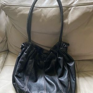Black leather bag